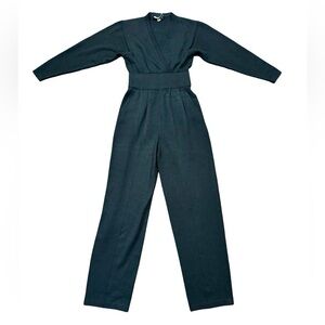 St. John Sportswear Vintage Santana Knit Surplice Pleated Jumpsuit in Black